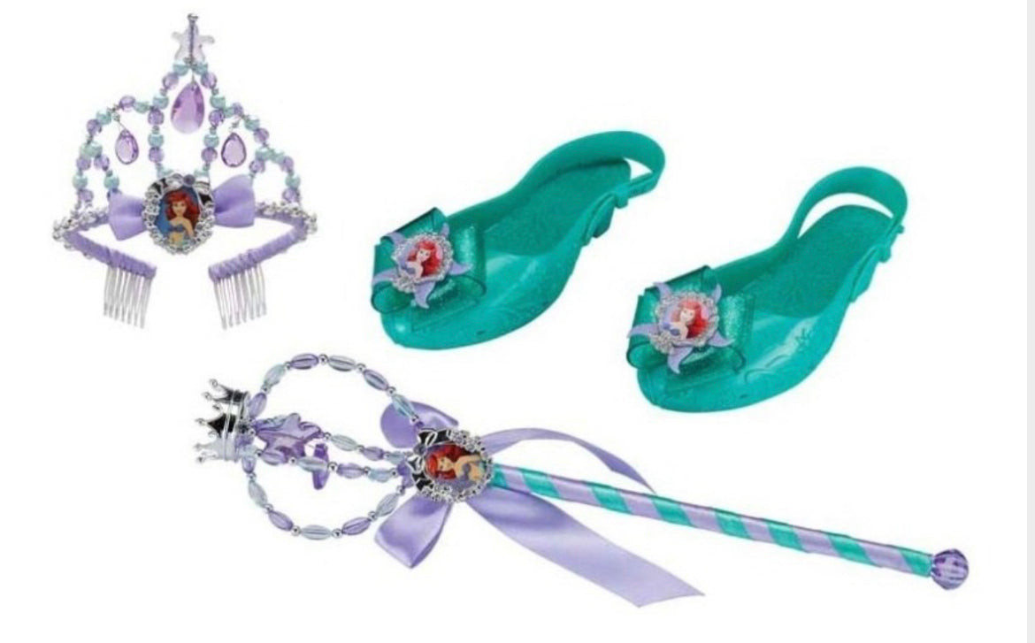 Juguete zapatilla tacon 3 set accesorios verde princesas sirena