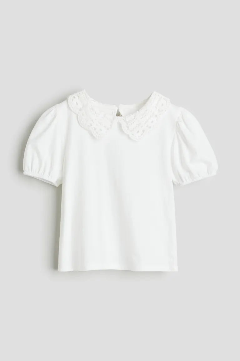 Camisa blanca nina H M revuelos blusa Kima Shop HN