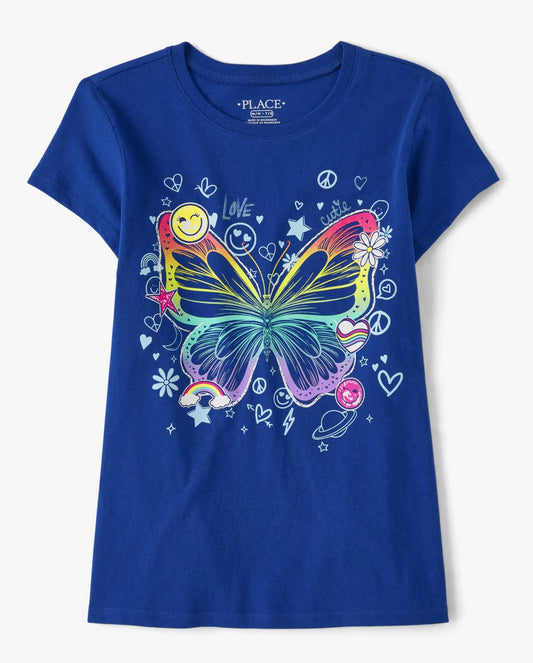 Camisa  azul mariposas Childrens Place niña