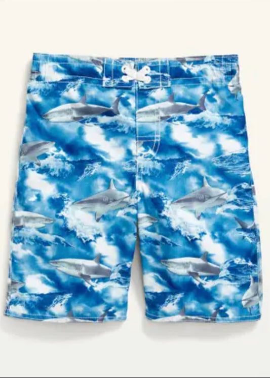 Calzoneta Short traje de baño azul tiburones old navy niño