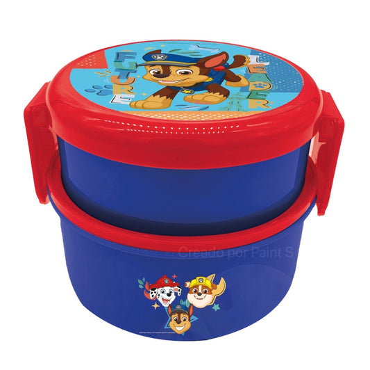 Contenedor para comida o Sándwichera con cubierto Disney paw patrol azul niño