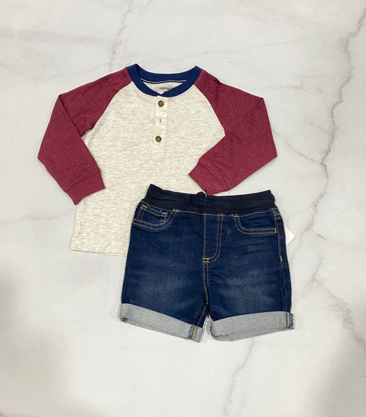 Set 2 piezas short camisa  carters niño