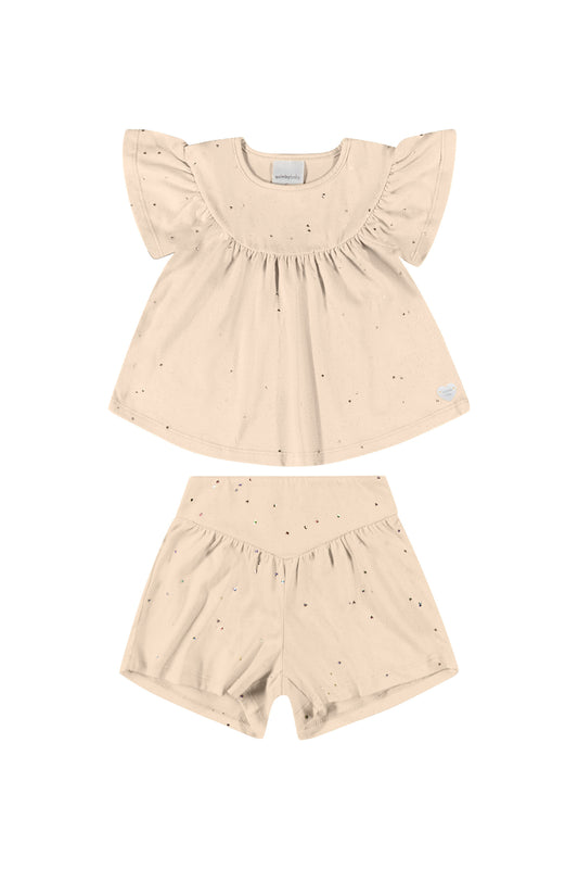 Set 2 piezas quimbykids short y camisa beige 34168