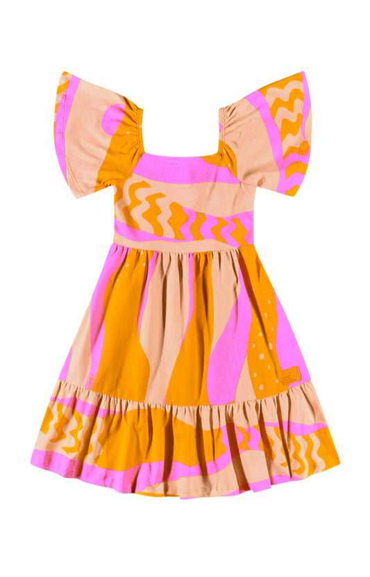 Vestido colores amarillo rosado quimbykids niña 34177