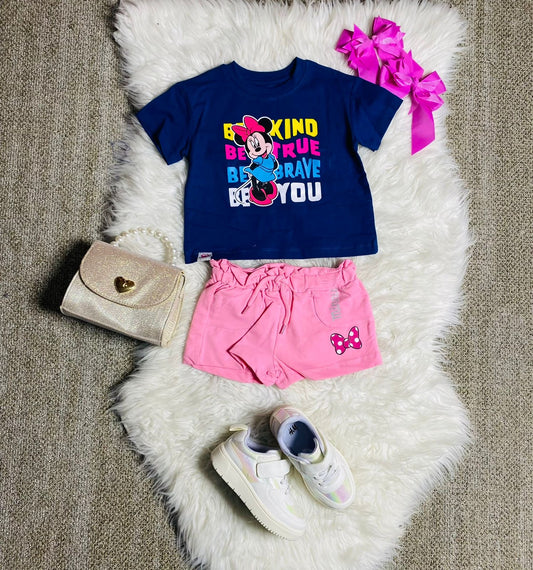 Set 2 piezas camisa azul bebe niña minnie disney