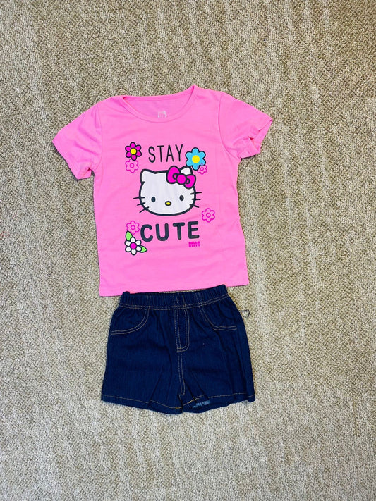 Set 2 piezas niña camisa rosada Hello Kitty