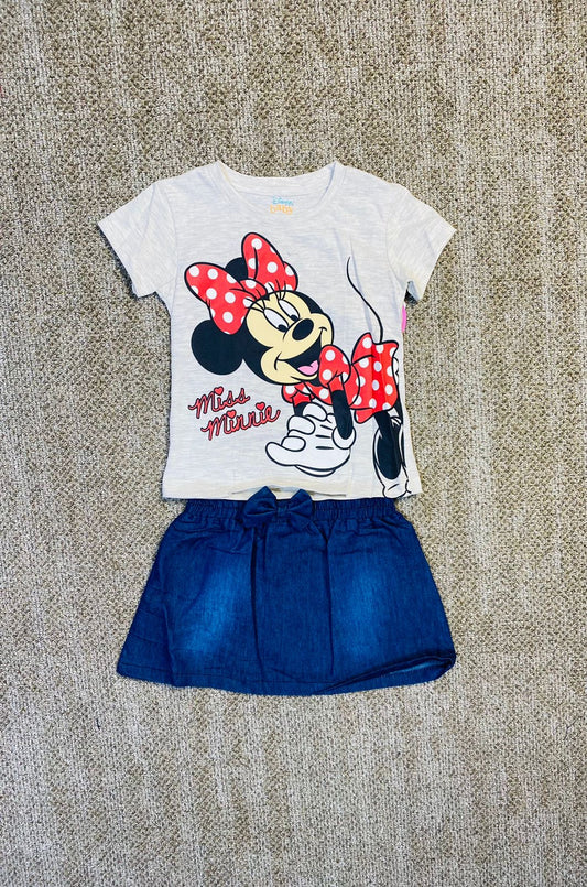 Set 2 piezas gris Minnie Disney bebe niña falda jeans