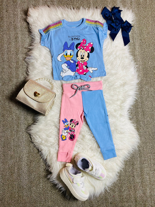 Conjunto Set 2 piezas azul celeste bebé niña Minnie Disney