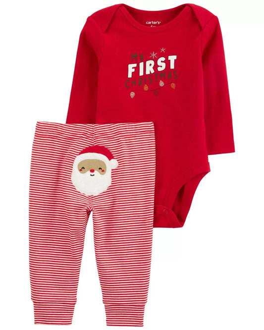 Set 2 piezas Carters bebe niño rojo mi primera navidad