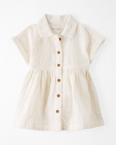 Vestido blanco  beige bebe niña Carters