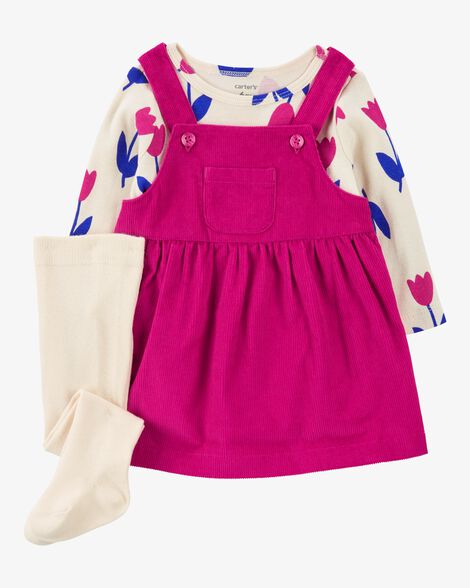 Vestido overall con camisa rosado fucsia bebe niña Carters