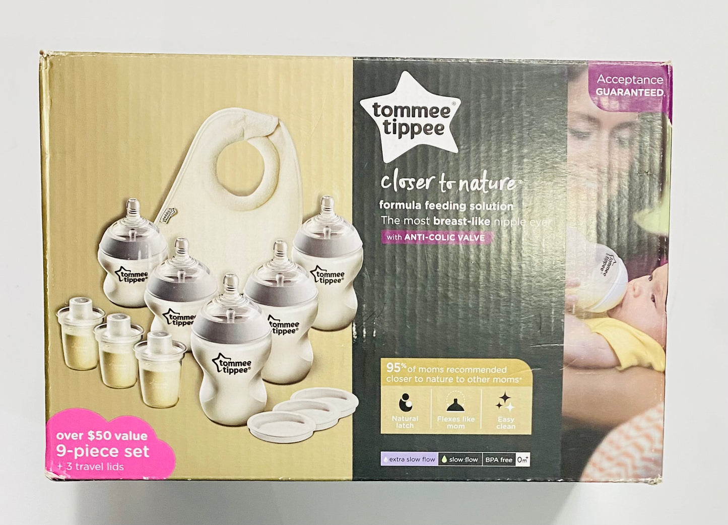 Set 9 piezas 5 Biberones más contenedores tommee tippee u