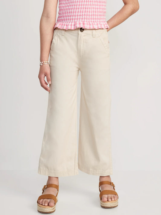 Pantalon blanco Old Navy Niña High-Waisted Wide-Leg Chino