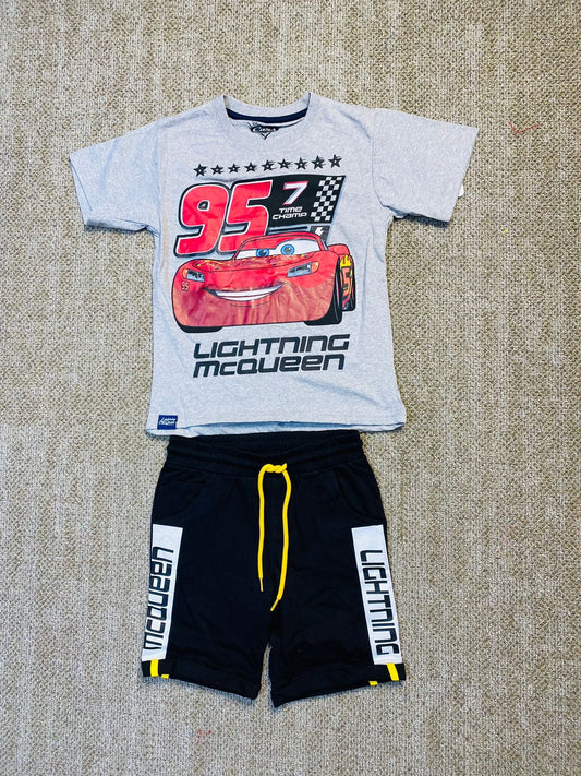 Set 2 piezas cars short  camisa gris niño