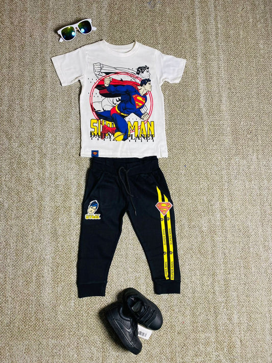 Set conjunto 2 piezas superman camisa blanca niño