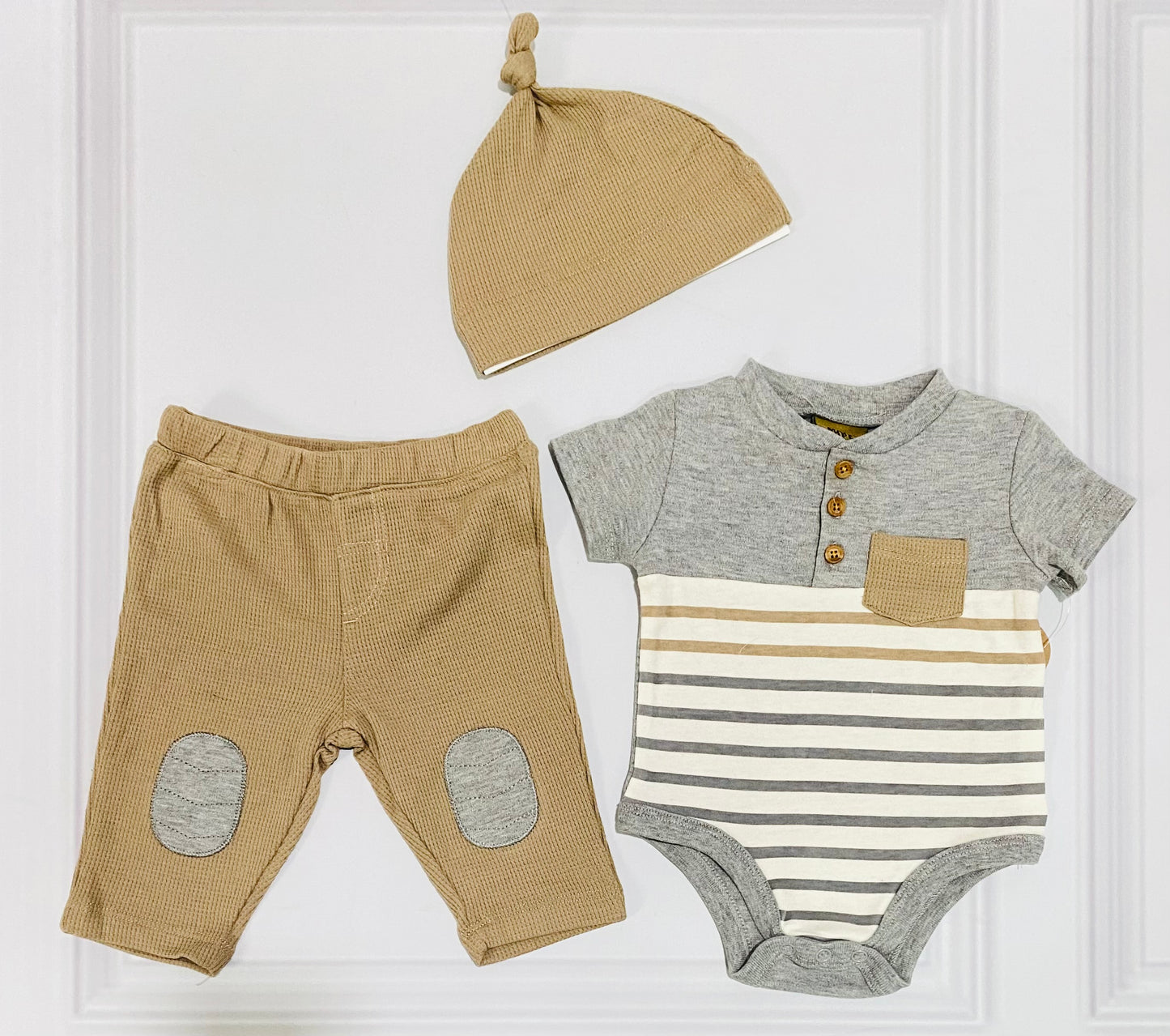 Set 3 piezas beige gris  bebe niño