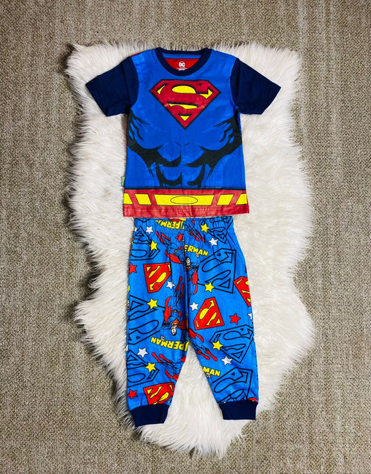 Set 2 piezas pijama superman camisa azul niño