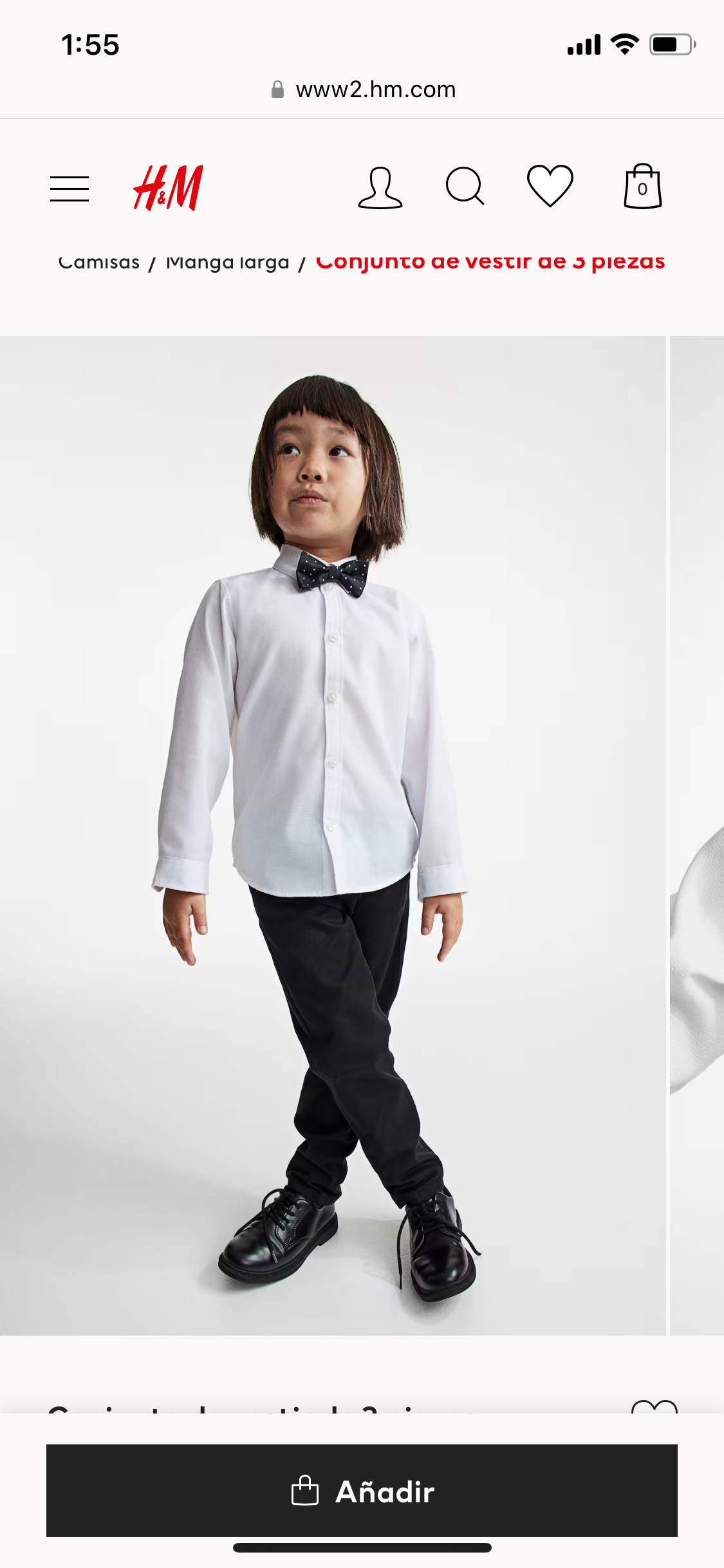 Camisa blanca formal con corbatin niño H&M