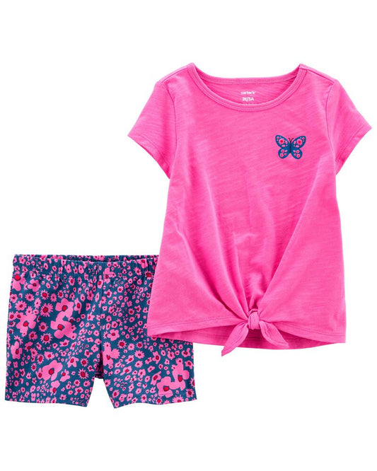 Set  2 piezas niña Carters camisa rosada y short