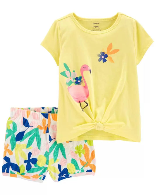 Set 2 piezas niña Carters flamingo amarillo flores