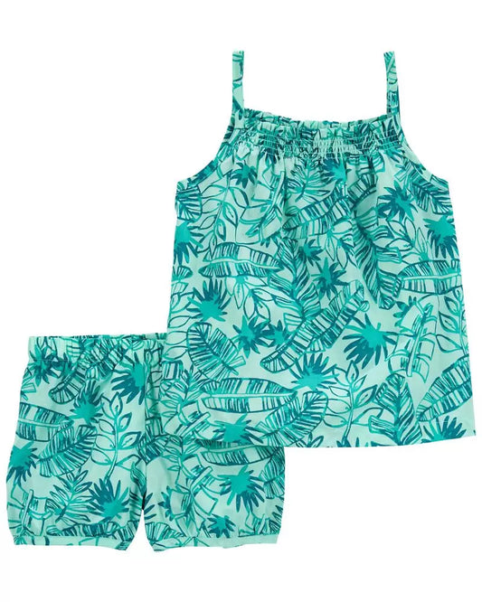 Set 2 piezas niña Carters verde hojas