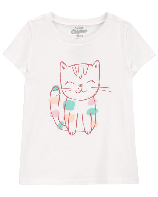 Camisa blanca gatito Oshkosh niña