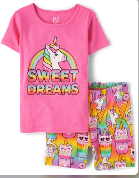 Set pijama 2 piezas niña place rosada unicornio