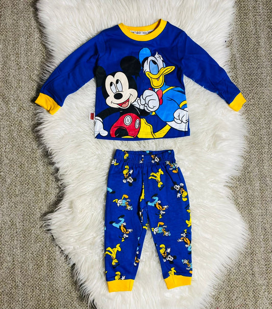 Set 2 piezas pijama Mickey camisa azul bebe niño