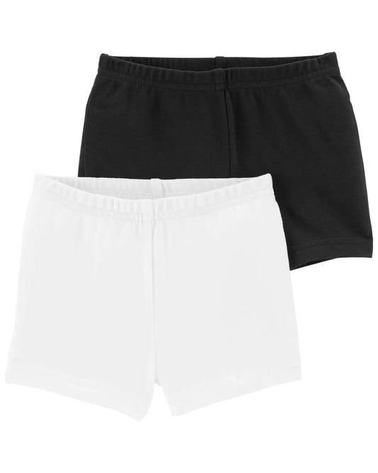 Set 2 short niña Carters negro blanco