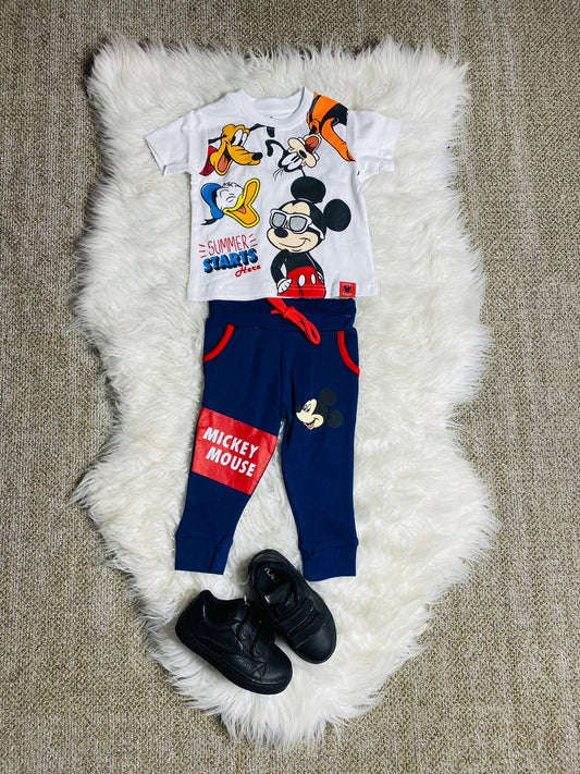 Set 2 piezas pijama Mickey camisa blanca niño