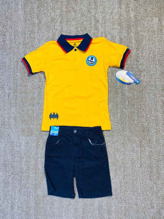 Set 2 piezas batman short camisa amarilla niño