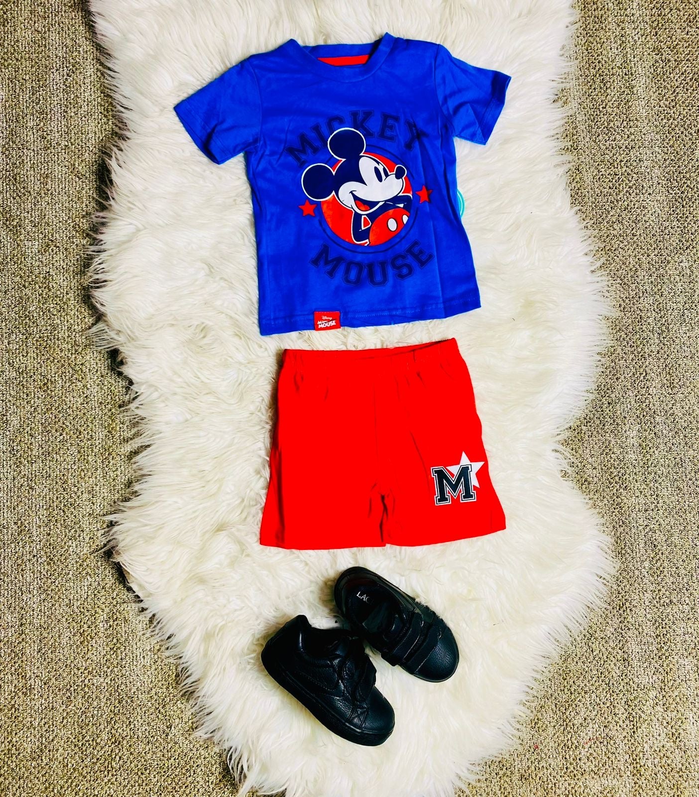 Set conjunto 2 piezas Mickey camisa azul bebe niño