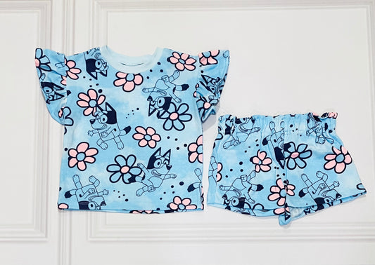 Set 2 piezas Bluey short camisa niña