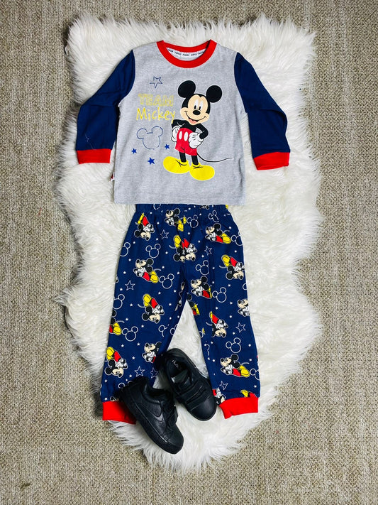 Set 2 piezas pijama Mickey camisa gris niño