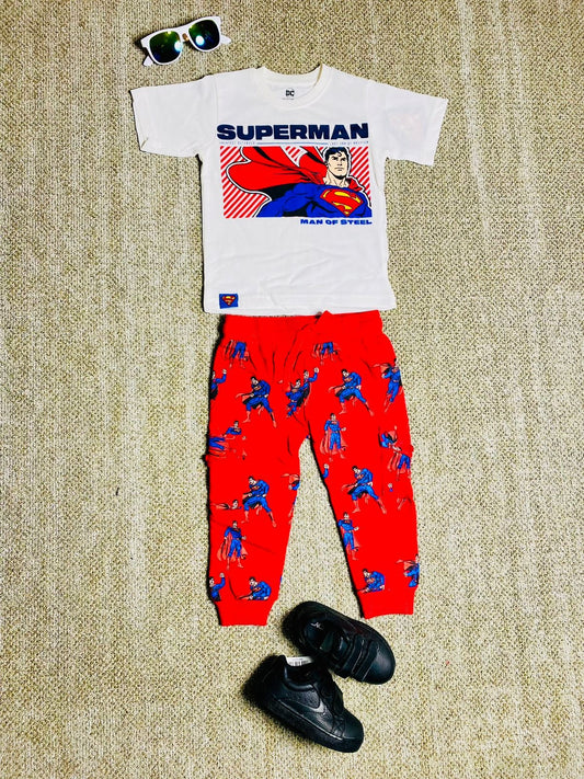 Set 2 piezas pijama superman camisa blanca niño