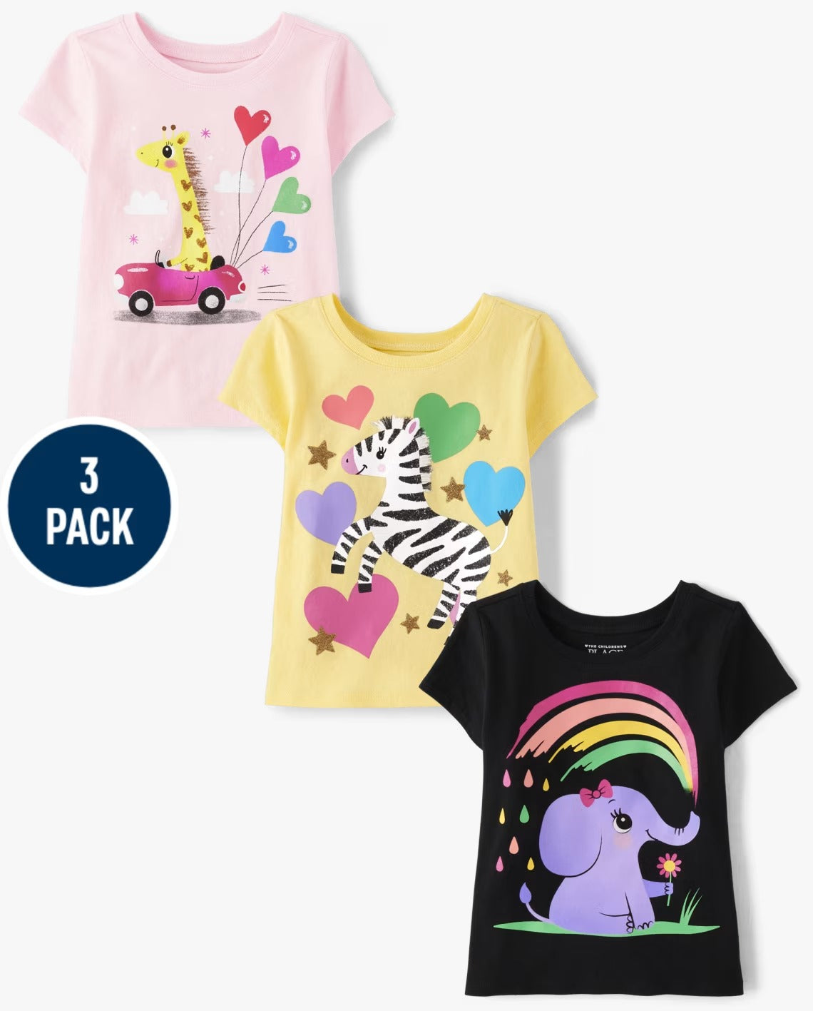 Set 3 camisas Children's Place niña animales