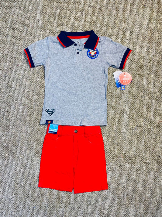 Set 2 piezas camisa gris short rojo superman Niño