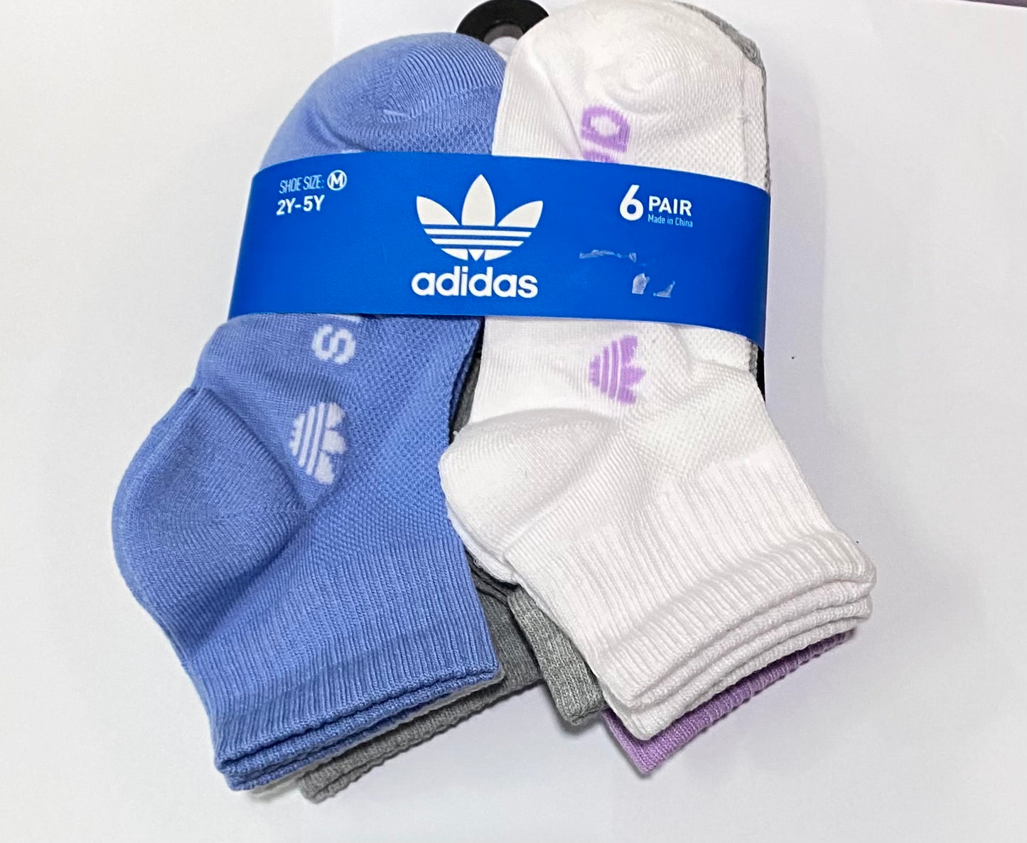 Set  6 pares Calcetines Adidas gris blanco morado