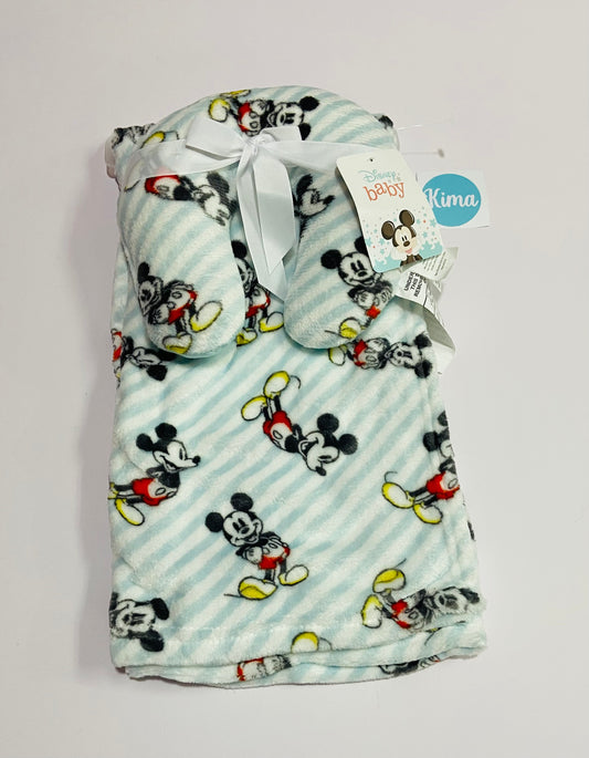 Cobija sábana y almohada mickey disney Bebé