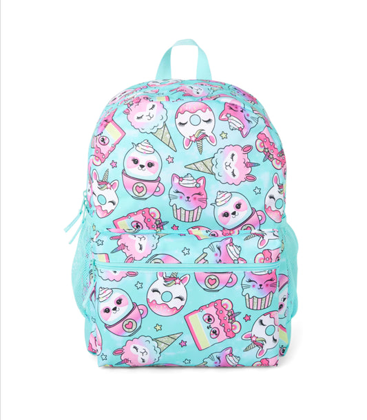 Mochila Childrens place celeste helado unicornio