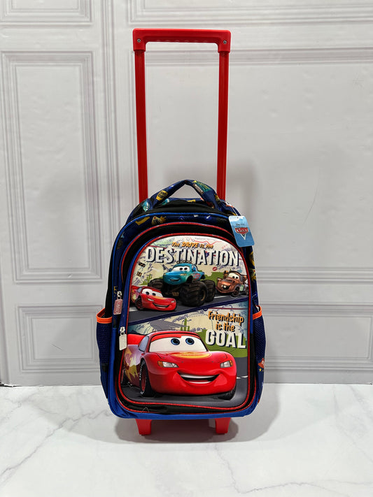 Mochila con ruedas cars Niño azul rojo