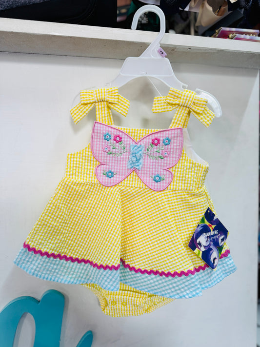 Vestido amarillo bebé niña mariposa blueberi