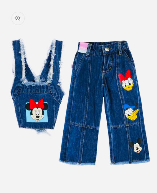 Conjunto Set 2 piezas bebé niña Minnie Disney pantalón jeans claro y camisa