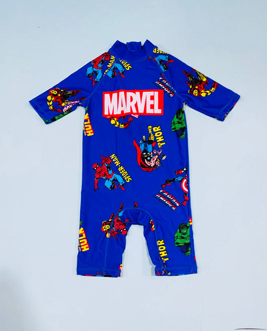 Traje baño niño una pieza Marvel azul