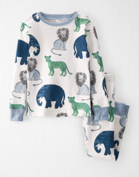 Set 2 piezas pijama blanca leon elefante carter niño