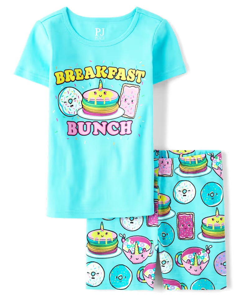 Set pijama 2 piezas niña place azul dona