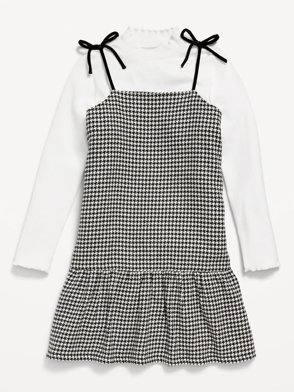 Set 2 piezas vestido overall cuadros con camisa old navy niña grande