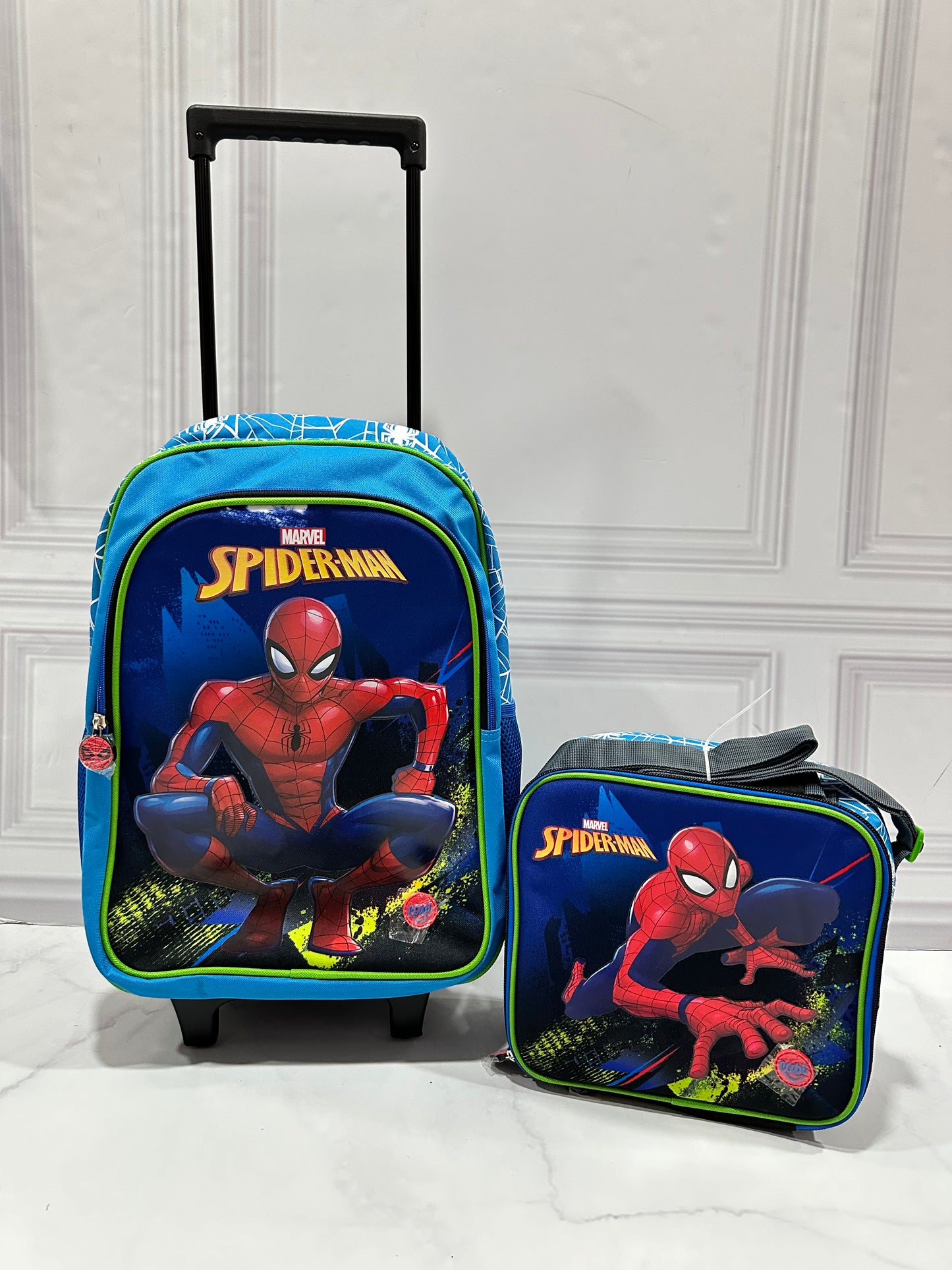 Mochila con ruedas y Lonchera spiderman niño