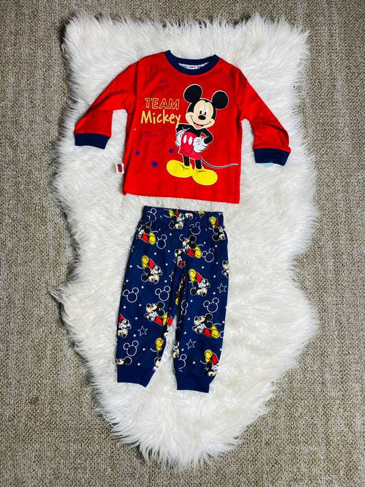 Set 2 piezas pijama Mickey camisa roja niño