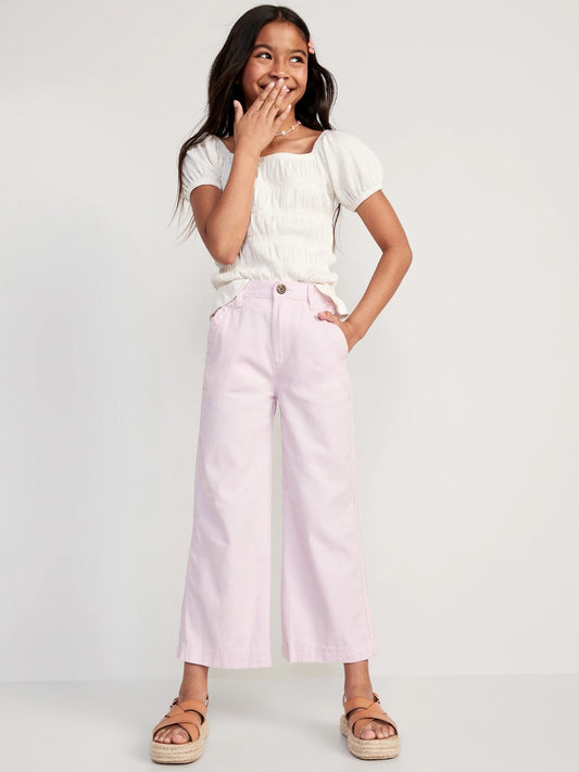 Pantalon rosado claro Old Navy Niña High-Waisted Wide-Leg Chino